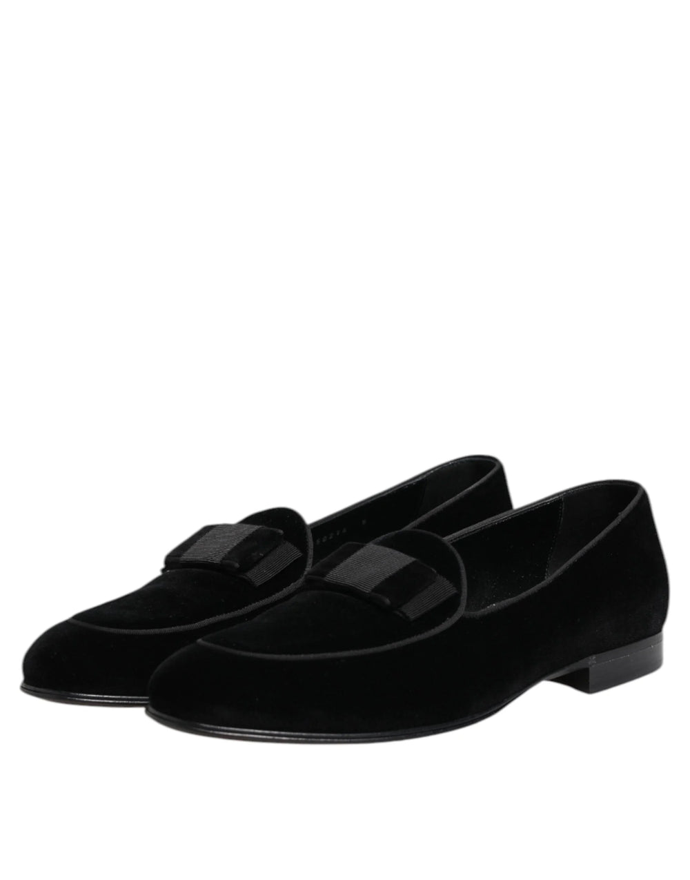 Dolce & Gabbana Black Velvet Loafers Formal Men Dress Shoes - Flats