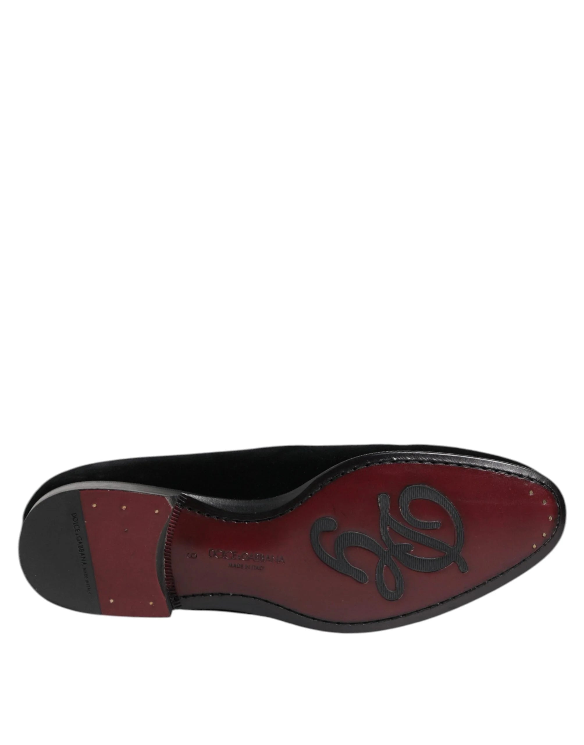 Dolce & Gabbana Black Velvet Loafers Formal Men Dress Shoes - Flats