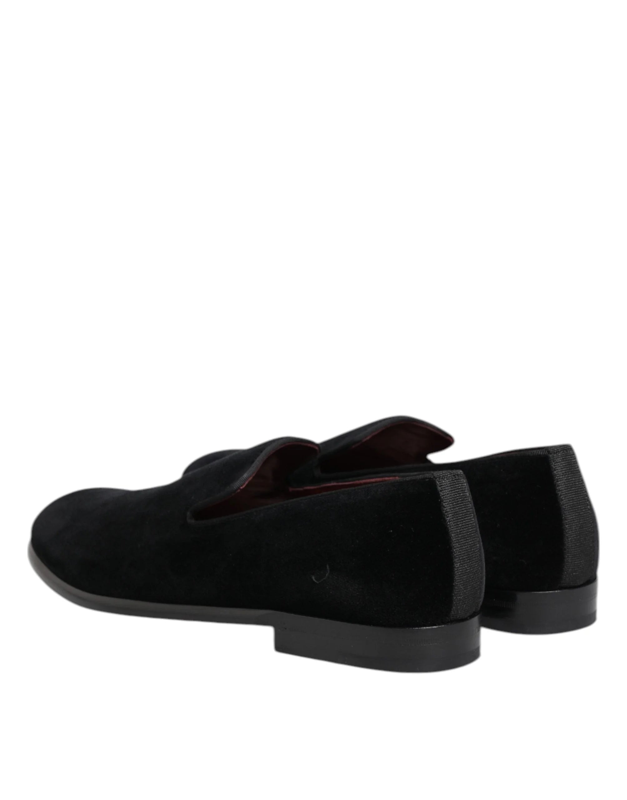 Dolce & Gabbana Black Velvet Loafers Formal Men Dress Shoes - Flats