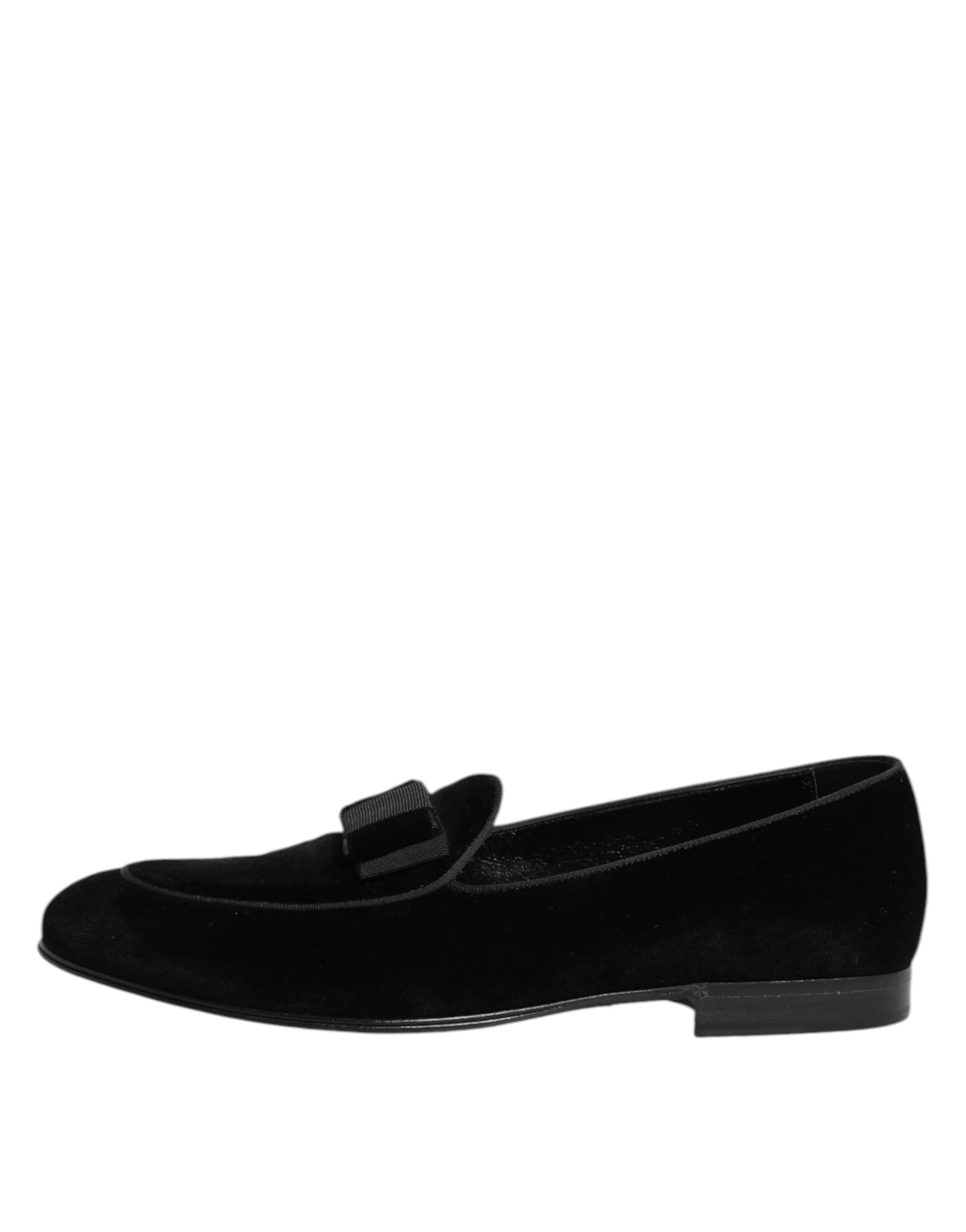 Dolce & Gabbana Black Velvet Loafers Formal Men Dress Shoes - Flats