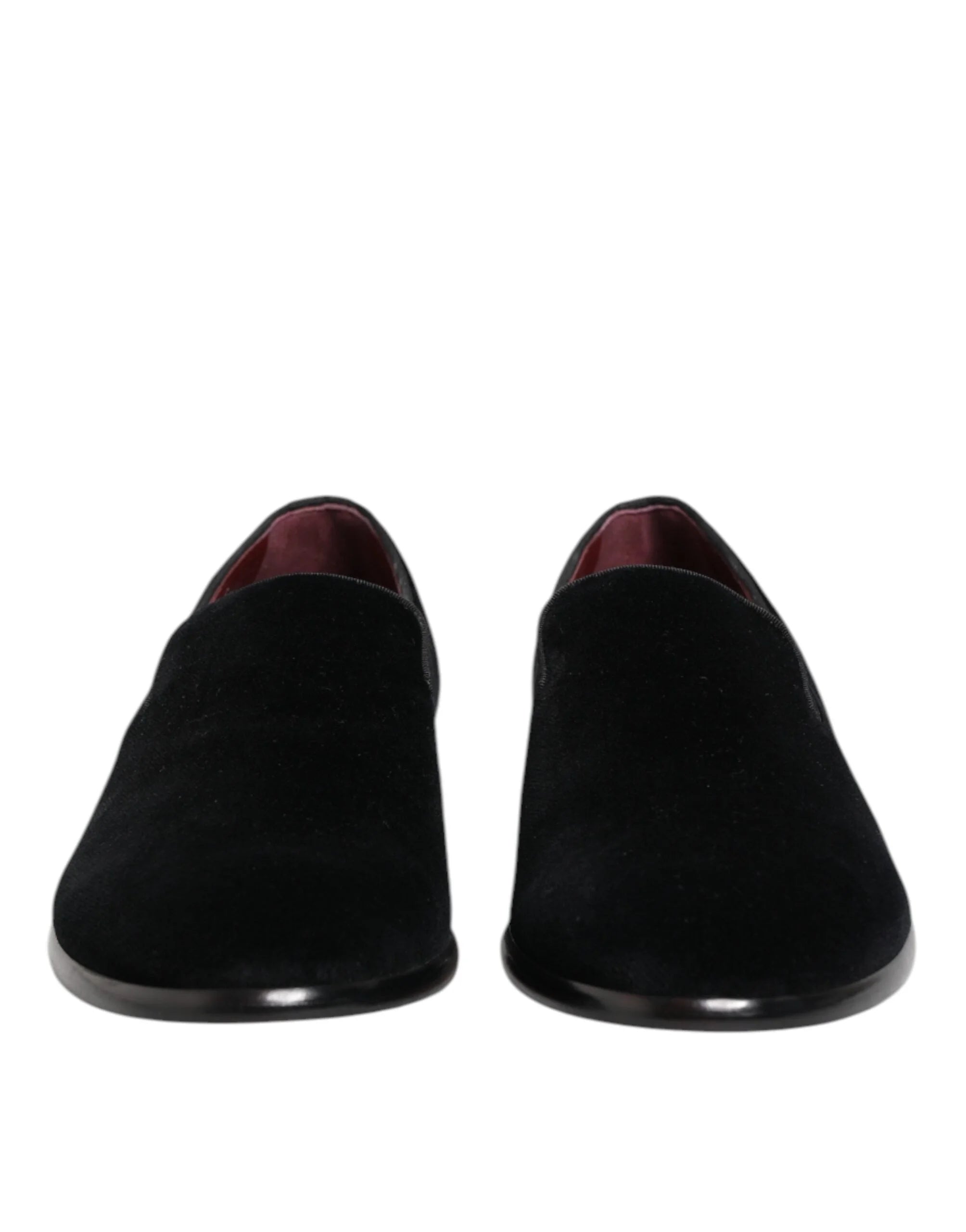 Dolce & Gabbana Black Velvet Loafers Formal Men Dress Shoes - Flats