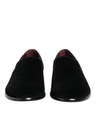 Dolce & Gabbana Black Velvet Loafers Formal Men Dress Shoes - Flats