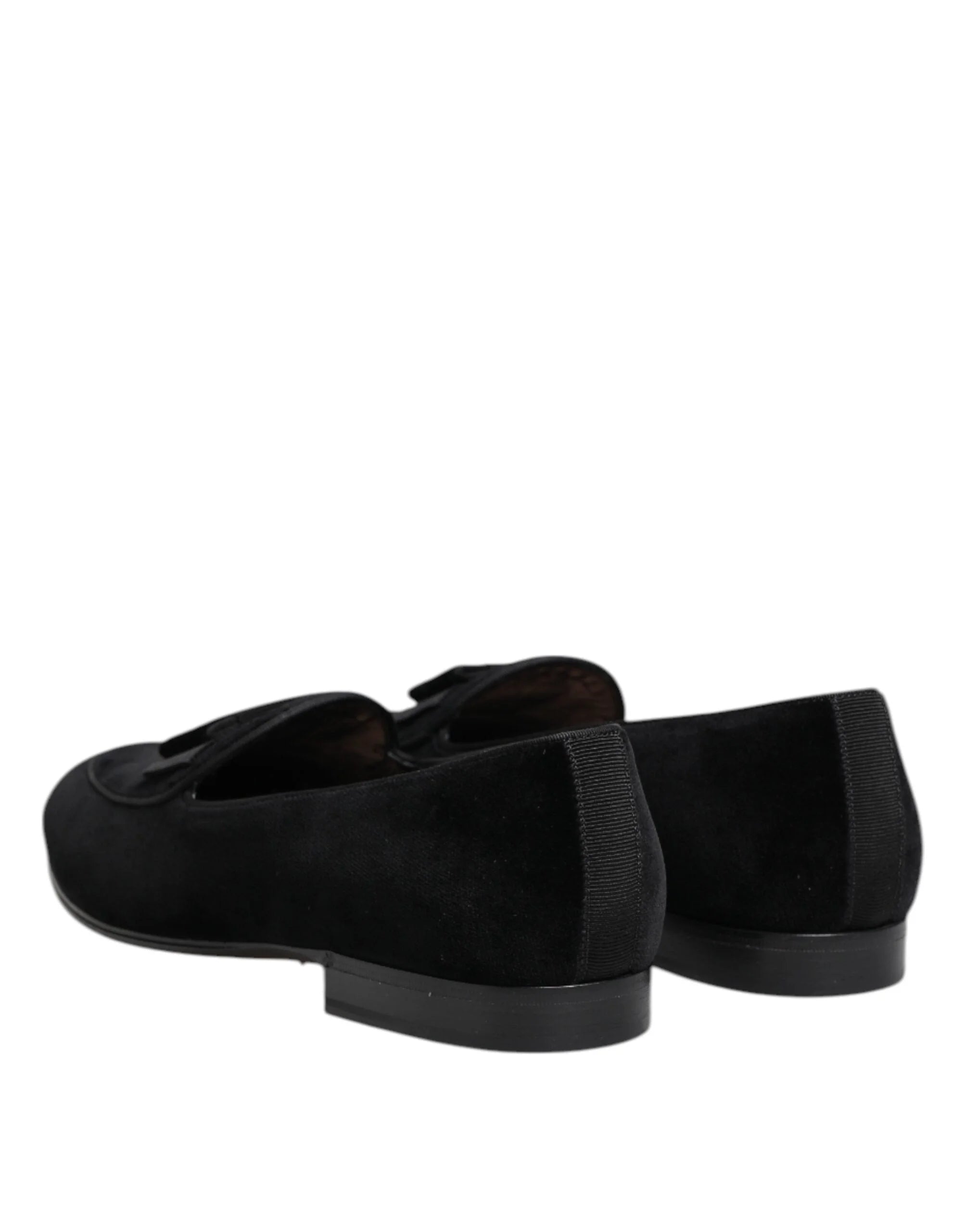 Dolce & Gabbana Black Velvet Loafers Formal Men Dress Shoes - Flats