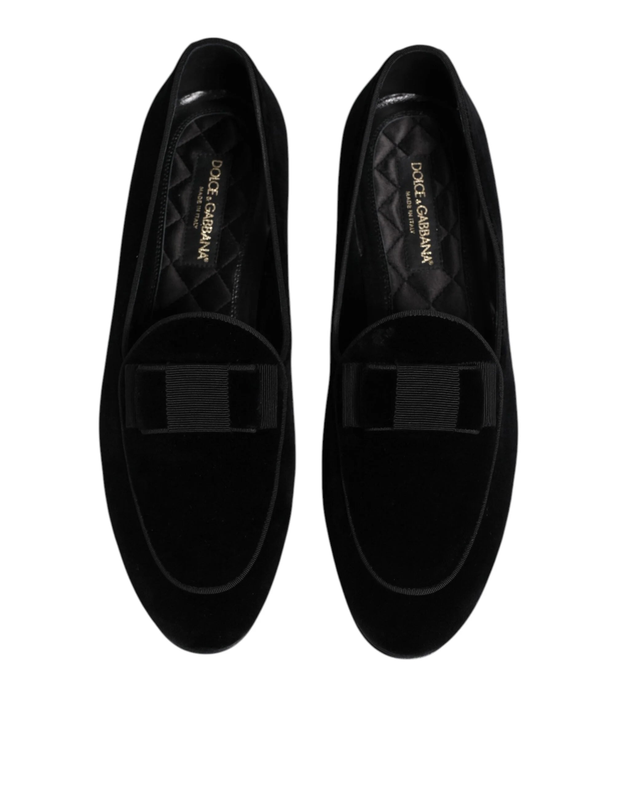 Dolce & Gabbana Black Velvet Loafers Formal Men Dress Shoes - Flats