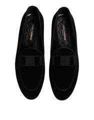 Dolce & Gabbana Black Velvet Loafers Formal Men Dress Shoes - Flats