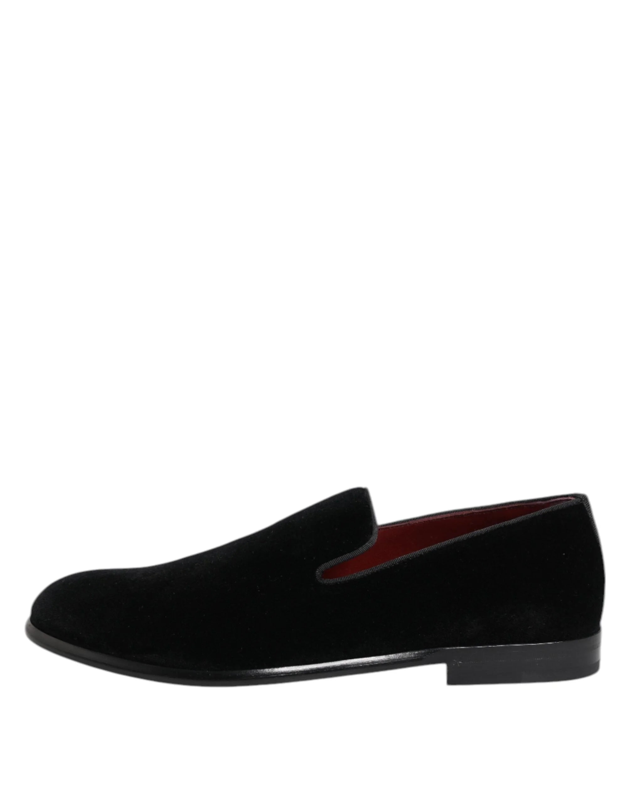 Dolce & Gabbana Black Velvet Loafers Formal Men Dress Shoes - Flats