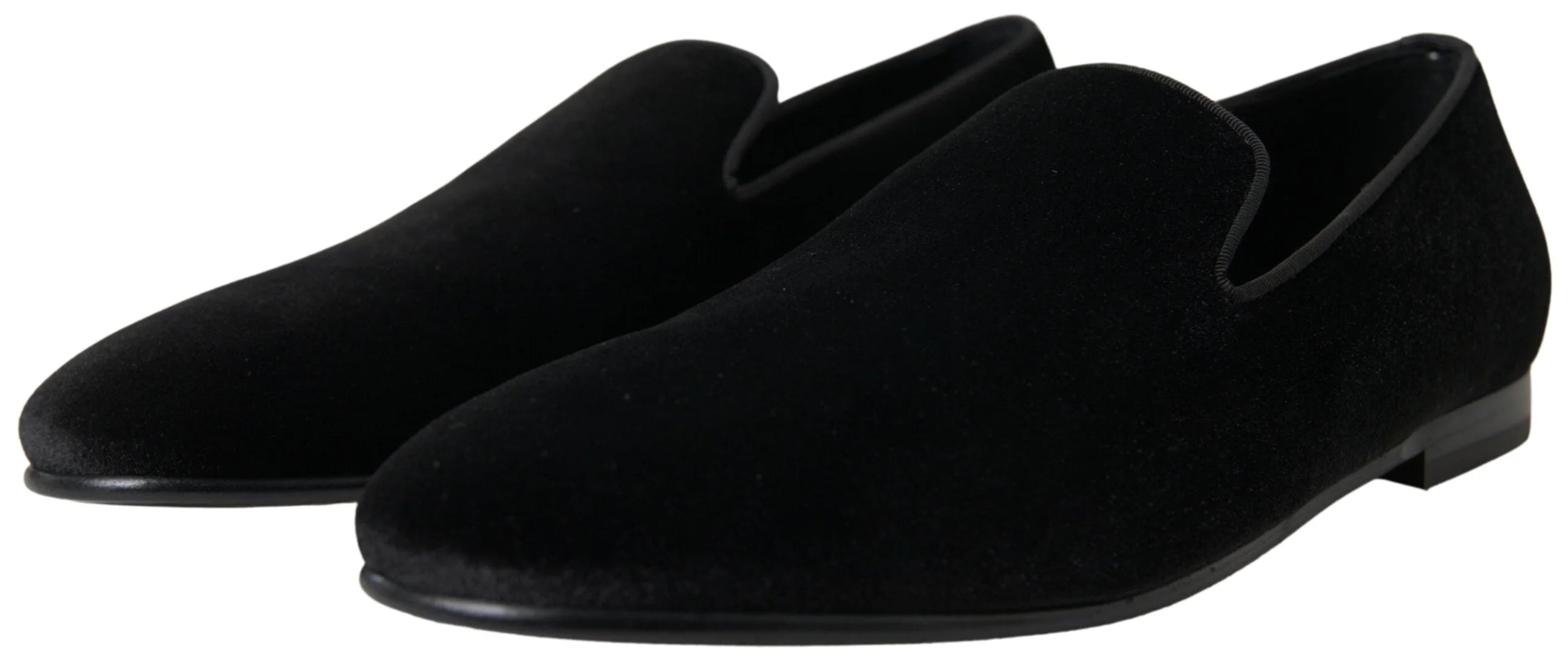 Dolce & Gabbana Black Velvet Loafers Formal Shoes - EU39/US6