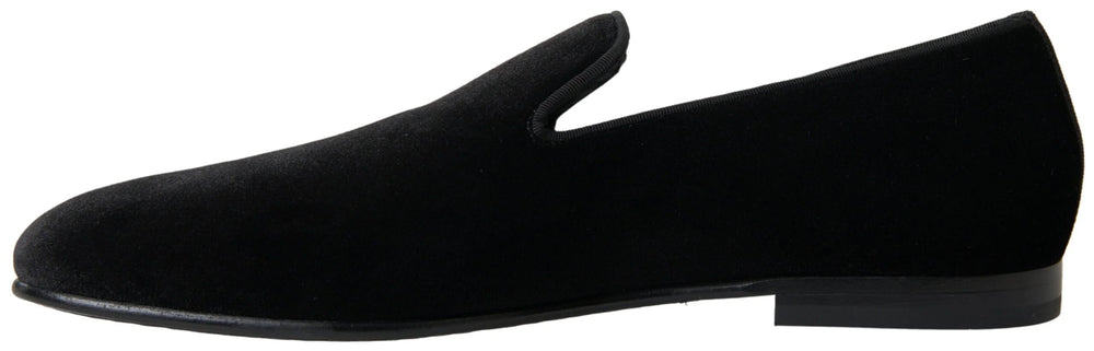 Dolce & Gabbana Black Velvet Loafers Formal Shoes - EU39/US6