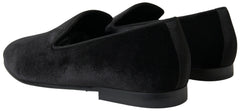 Dolce & Gabbana Black Velvet Loafers Formal Shoes - EU39/US6