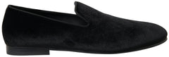 Dolce & Gabbana Black Velvet Loafers Formal Shoes - EU39/US6