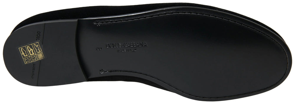 Dolce & Gabbana Black Velvet Loafers Formal Shoes - EU39/US6