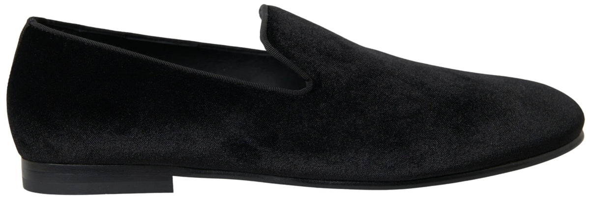 Dolce & Gabbana Black Velvet Loafers Formal Shoes - EU39/US6 - Flats