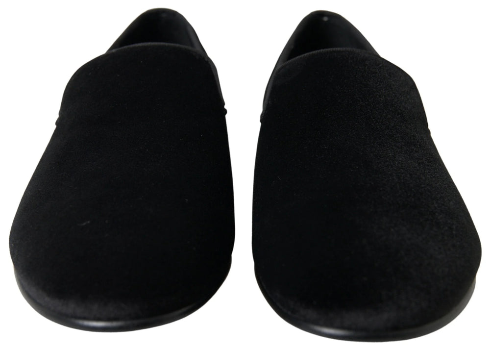Dolce & Gabbana Black Velvet Loafers Formal Shoes - EU39/US6 - Flats