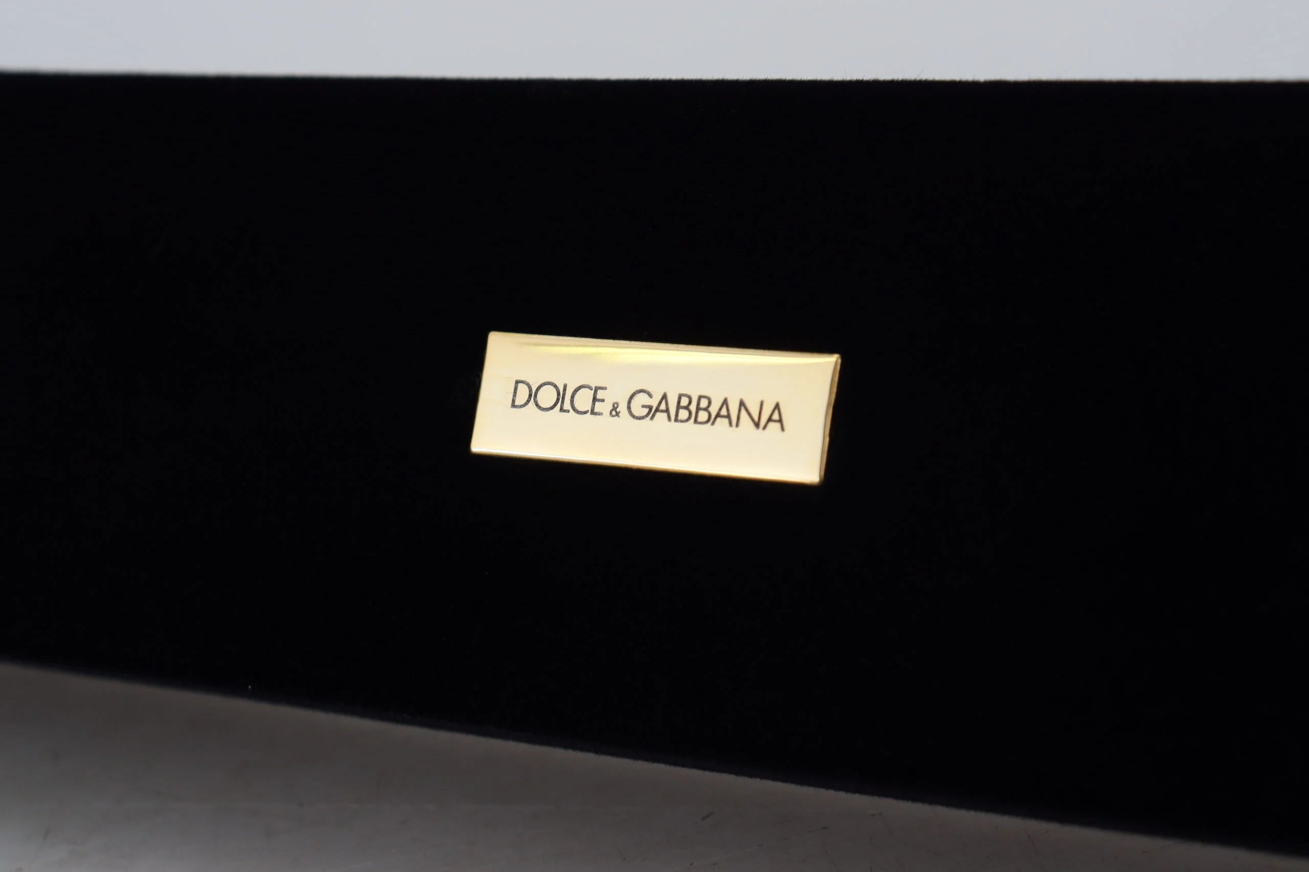 Dolce & Gabbana Black Velvet Logo Plaque Storage Bracelet Jewelry Box - Jewelry Boxes