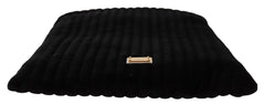 Dolce & Gabbana Black Velvet Quilt Drawstring Logo Plaque Pouch Bag - Eyewear Cases & Holders