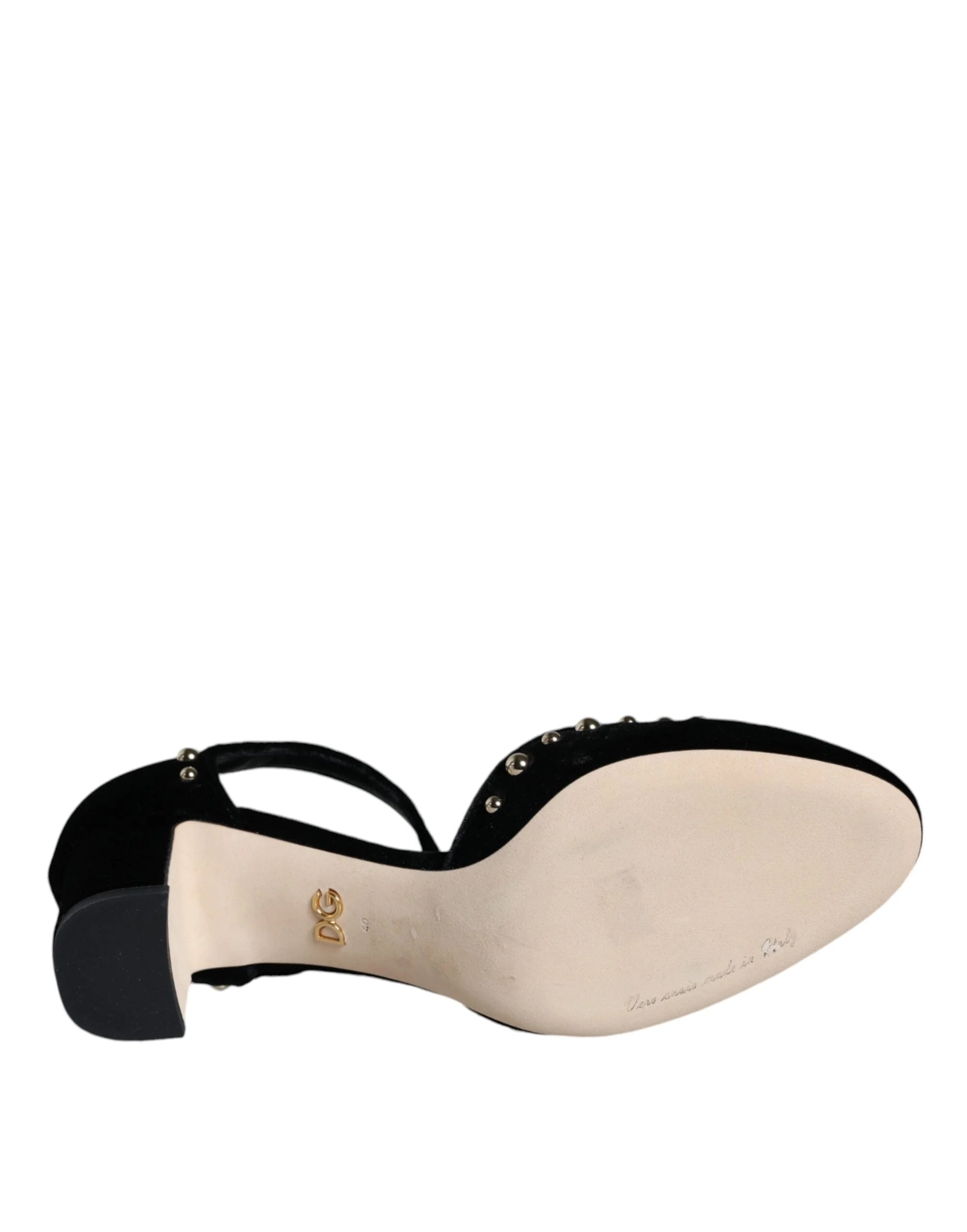Dolce & Gabbana Black Velvet Roses Ankle Strap Pumps Shoes - EU37/US7