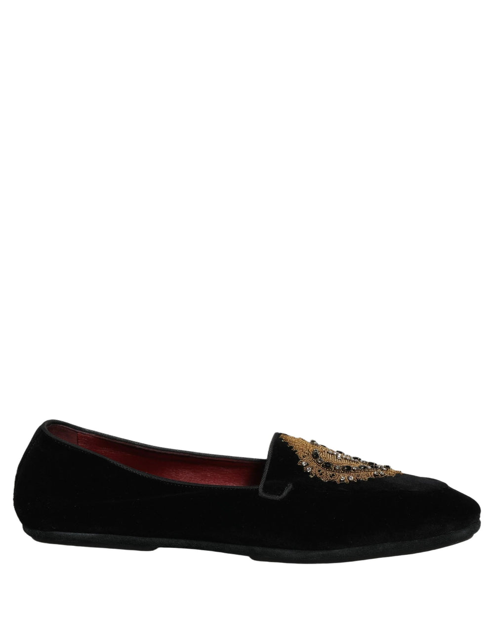 Dolce & Gabbana Black Velvet Sacred Heart Dress Loafers Shoes - EU44/US11