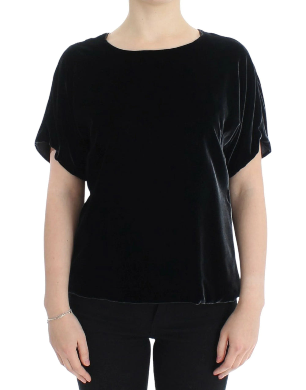 Dolce & Gabbana Black velvet shortsleeved blouse - IT38|XS - T-Shirts