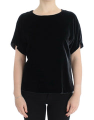 Dolce & Gabbana Black velvet shortsleeved blouse - IT38|XS - T-Shirts