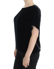 Dolce & Gabbana Black velvet shortsleeved blouse - IT38|XS - T-Shirts