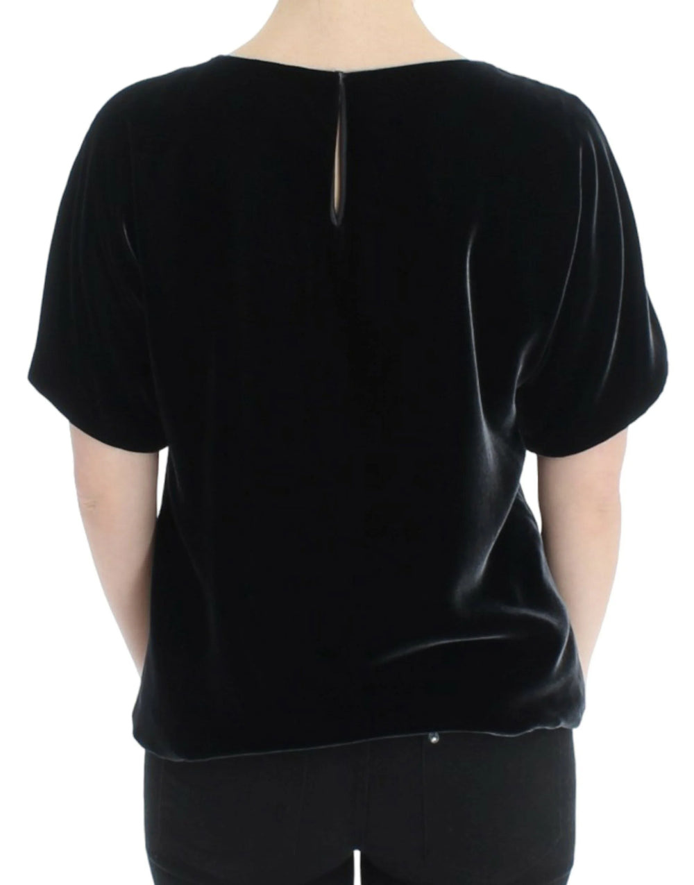 Dolce & Gabbana Black velvet shortsleeved blouse - IT38|XS - T-Shirts