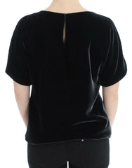 Dolce & Gabbana Black velvet shortsleeved blouse - IT38|XS - T-Shirts