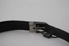 Dolce & Gabbana Black Velvet Silver Tone Metal Buckle Men Belt - 115 cm / 46 Inches - Belts