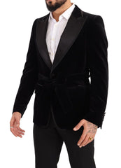 Dolce & Gabbana Black Velvet Single Breasted One Button Blazer - IT48 | M - Sport Jackets