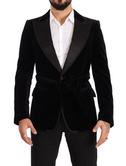 Dolce & Gabbana Black Velvet Single Breasted One Button Blazer - IT48 | M - Sport Jackets