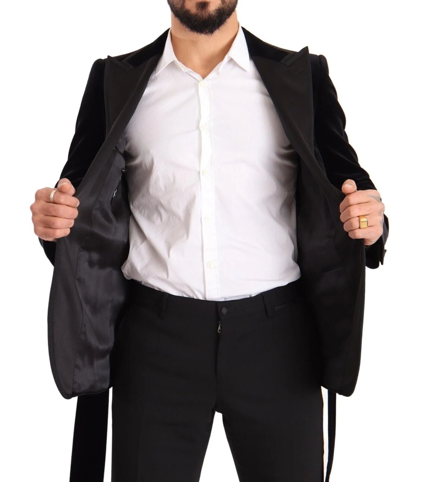 Dolce & Gabbana Black Velvet Single Breasted One Button Blazer - IT48 | M - Sport Jackets