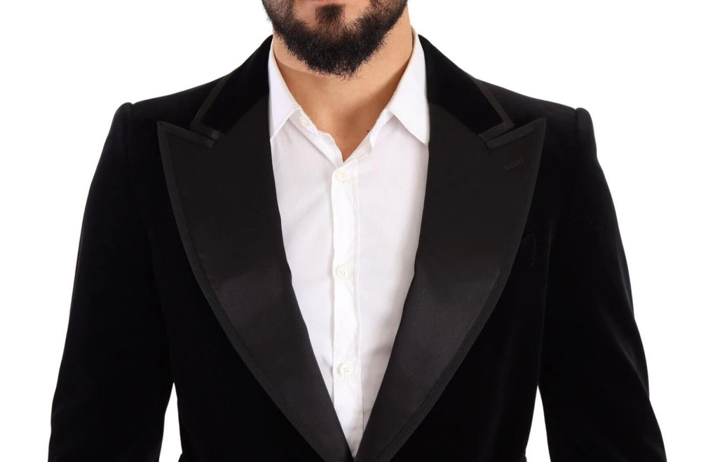 Dolce & Gabbana Black Velvet Single Breasted One Button Blazer - IT48 | M - Sport Jackets