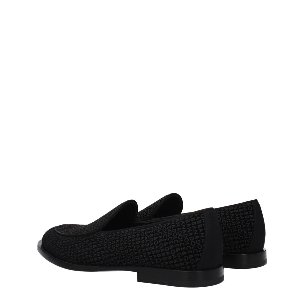Dolce & Gabbana Black Velvet Slip-On Loafers