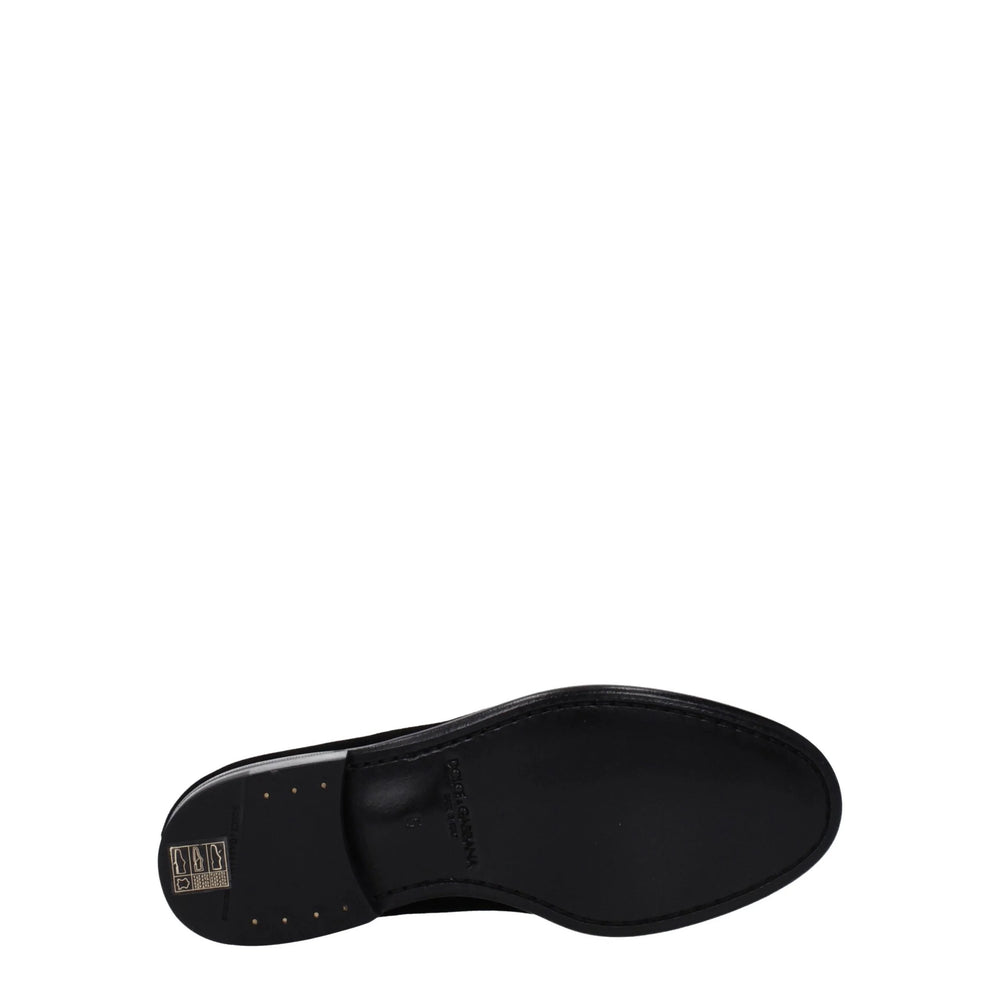 Dolce & Gabbana Black Velvet Slip-On Loafers - EU39/US6
