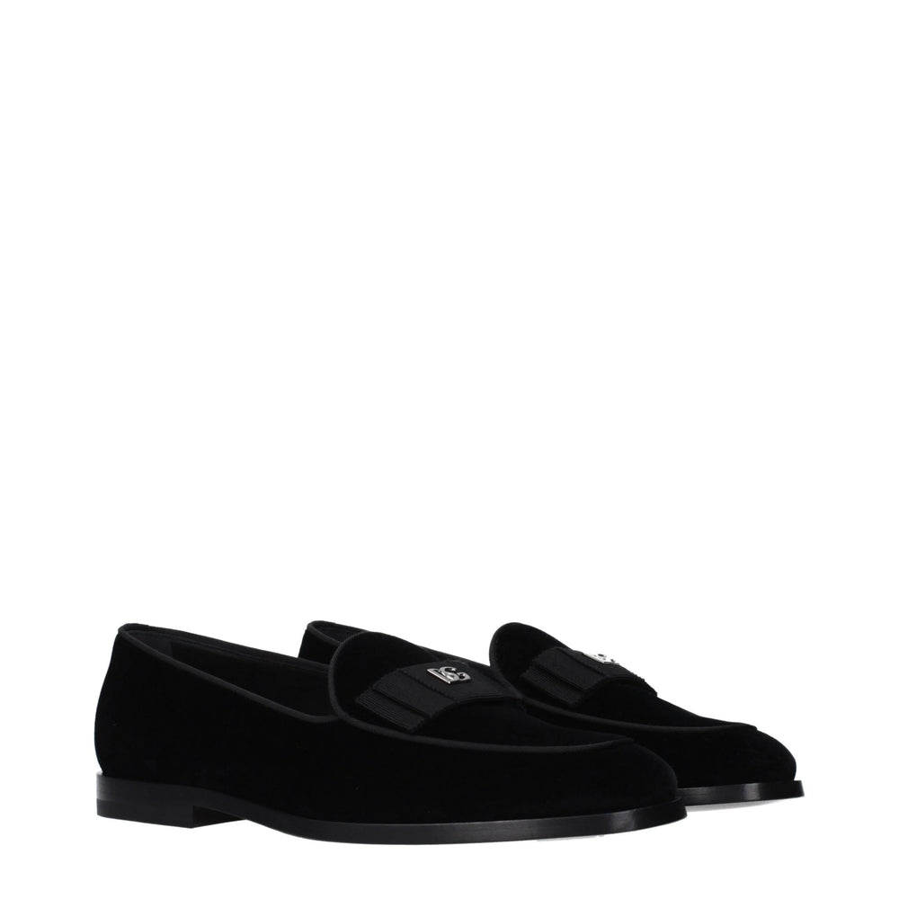 Dolce & Gabbana Black Velvet Slip-On Loafers - EU40/US7