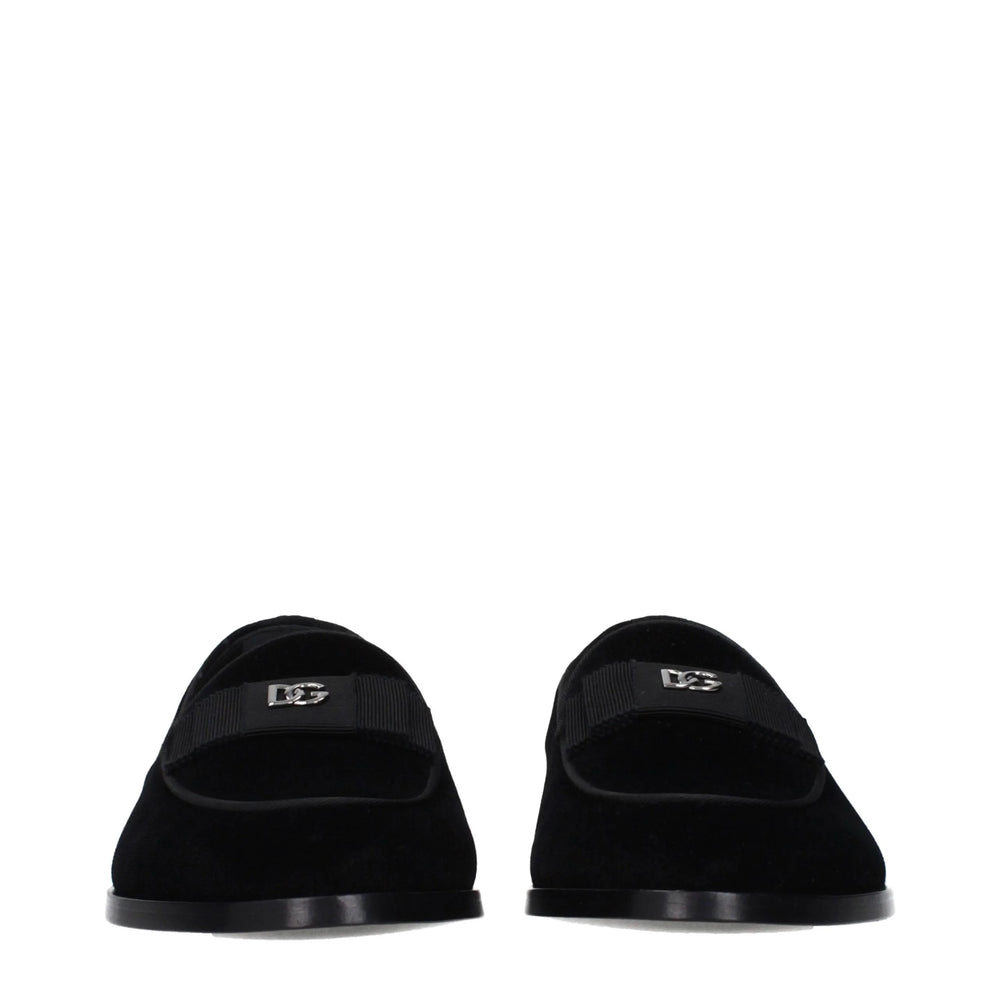 Dolce & Gabbana Black Velvet Slip-On Loafers - EU40/US7