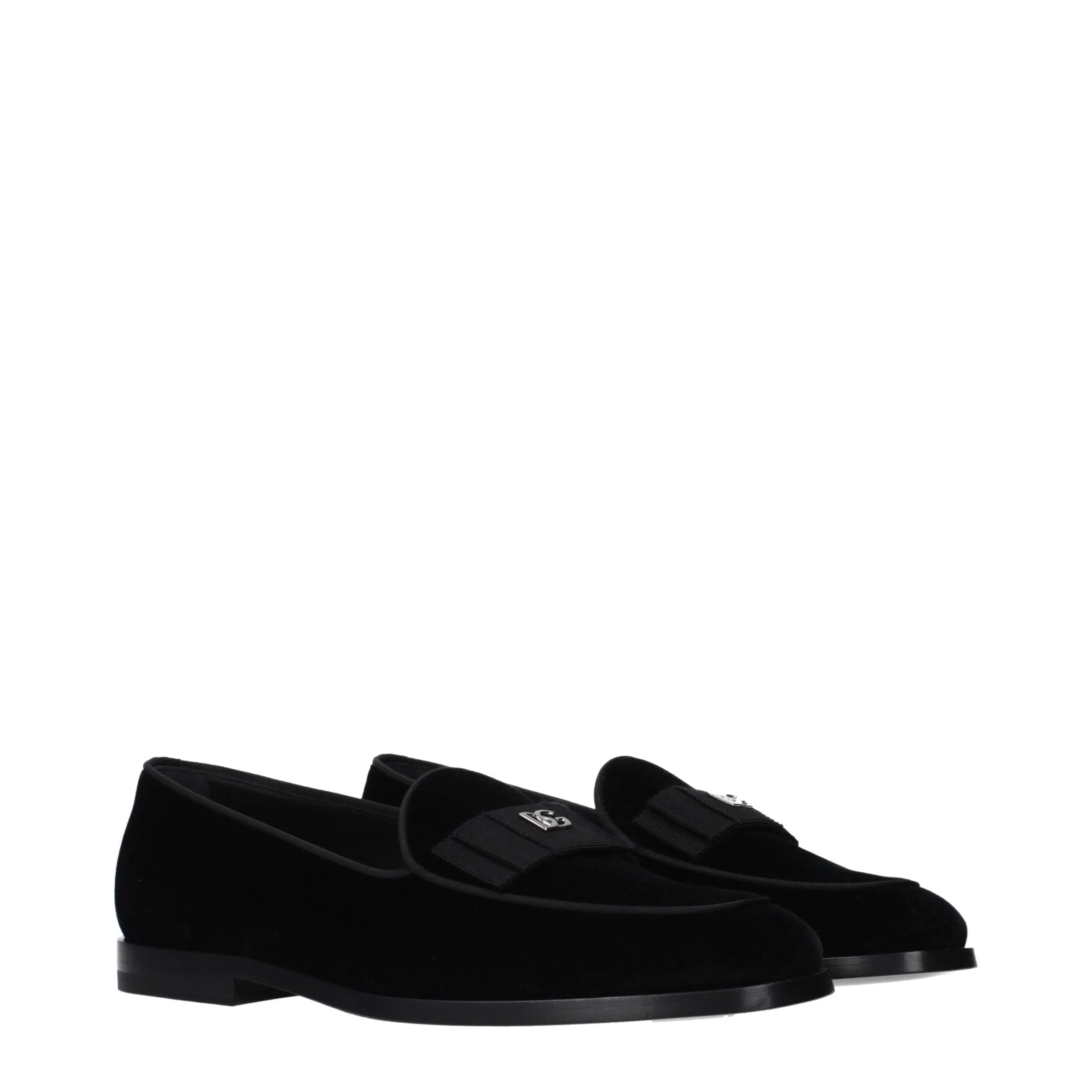 Dolce & Gabbana Black Velvet Slip-On Loafers - EU40/US7