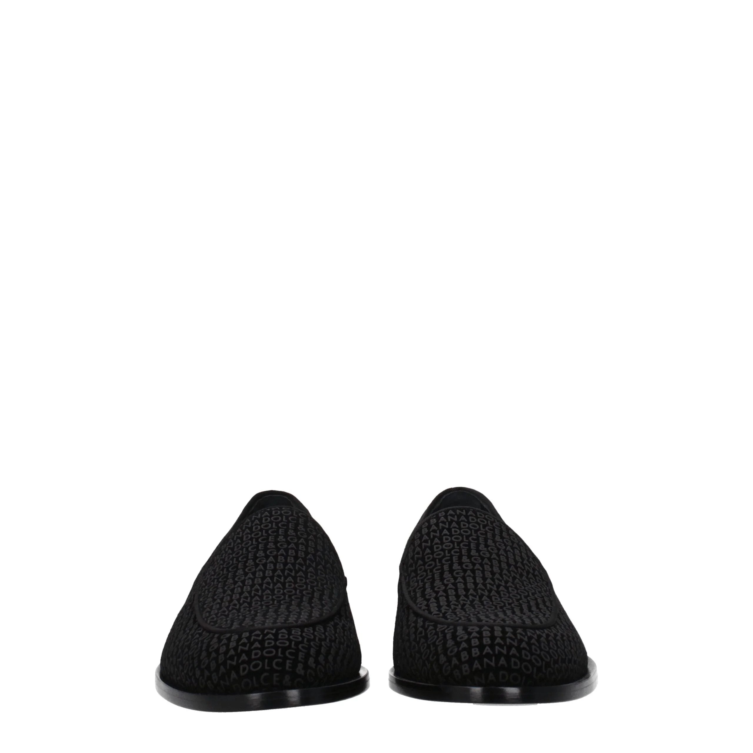 Dolce & Gabbana Black Velvet Slip-On Loafers - Flats