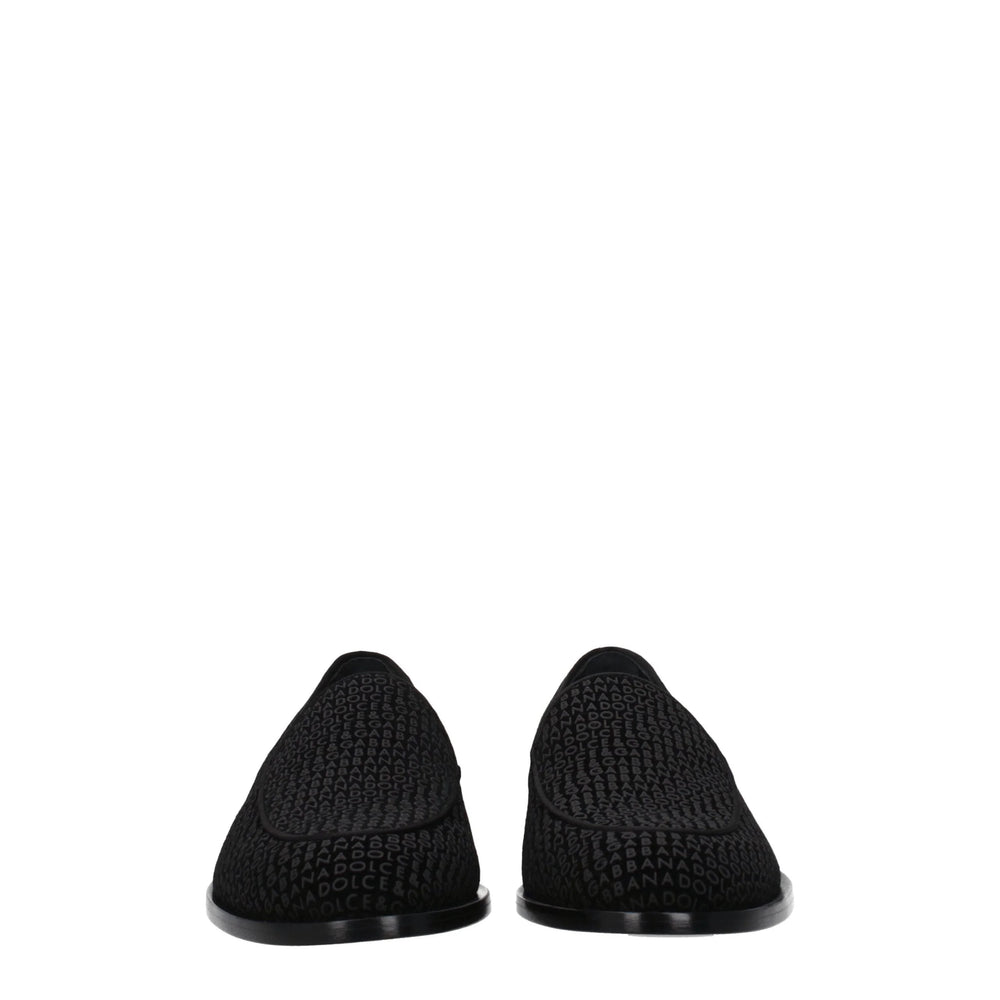 Dolce & Gabbana Black Velvet Slip-On Loafers - Flats