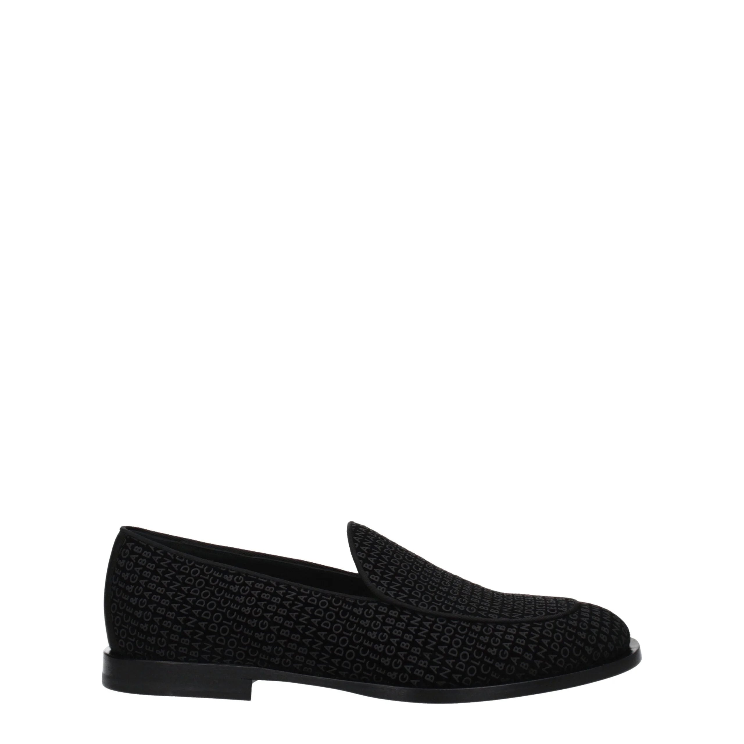 Dolce & Gabbana Black Velvet Slip-On Loafers - Flats