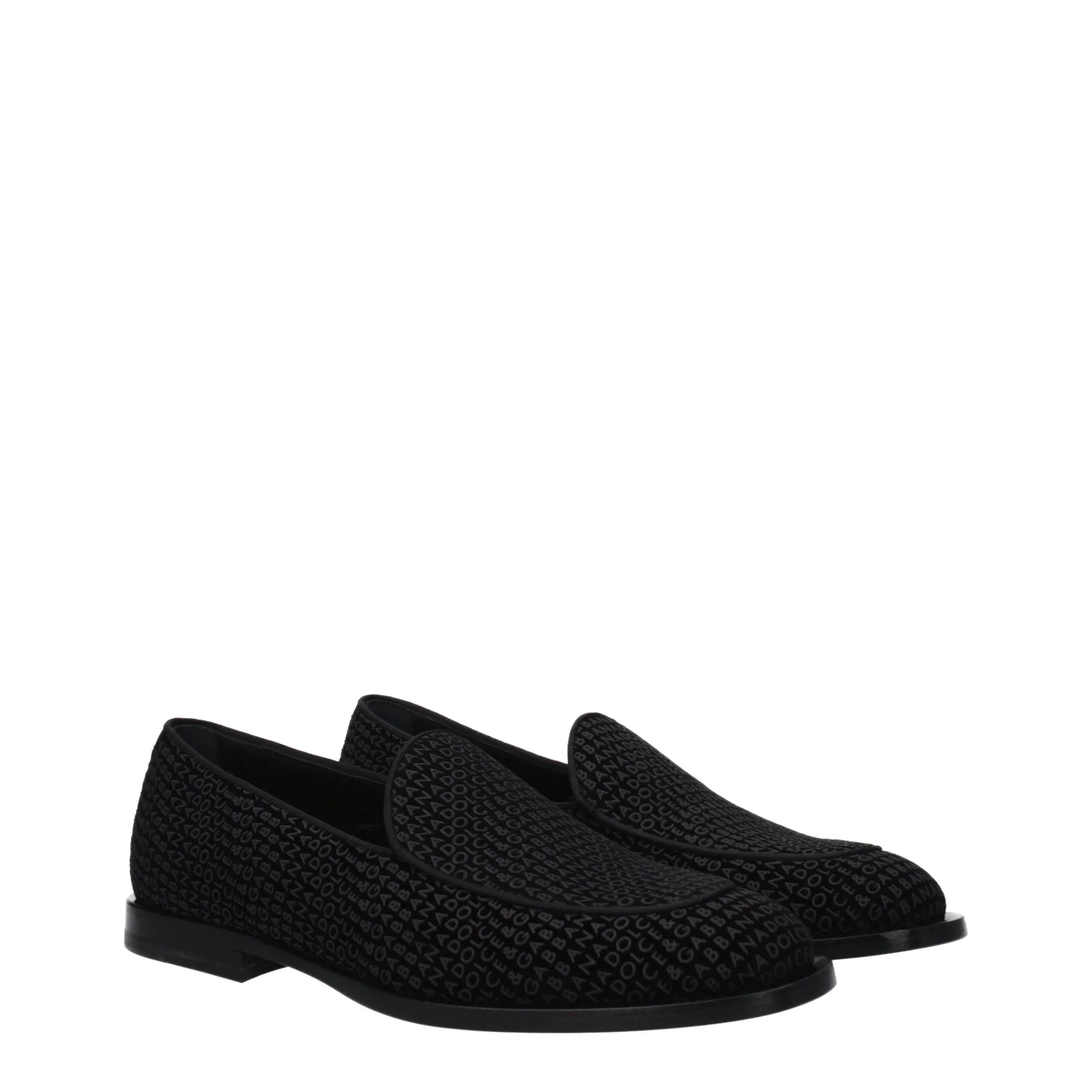 Dolce & Gabbana Black Velvet Slip-On Loafers - Flats