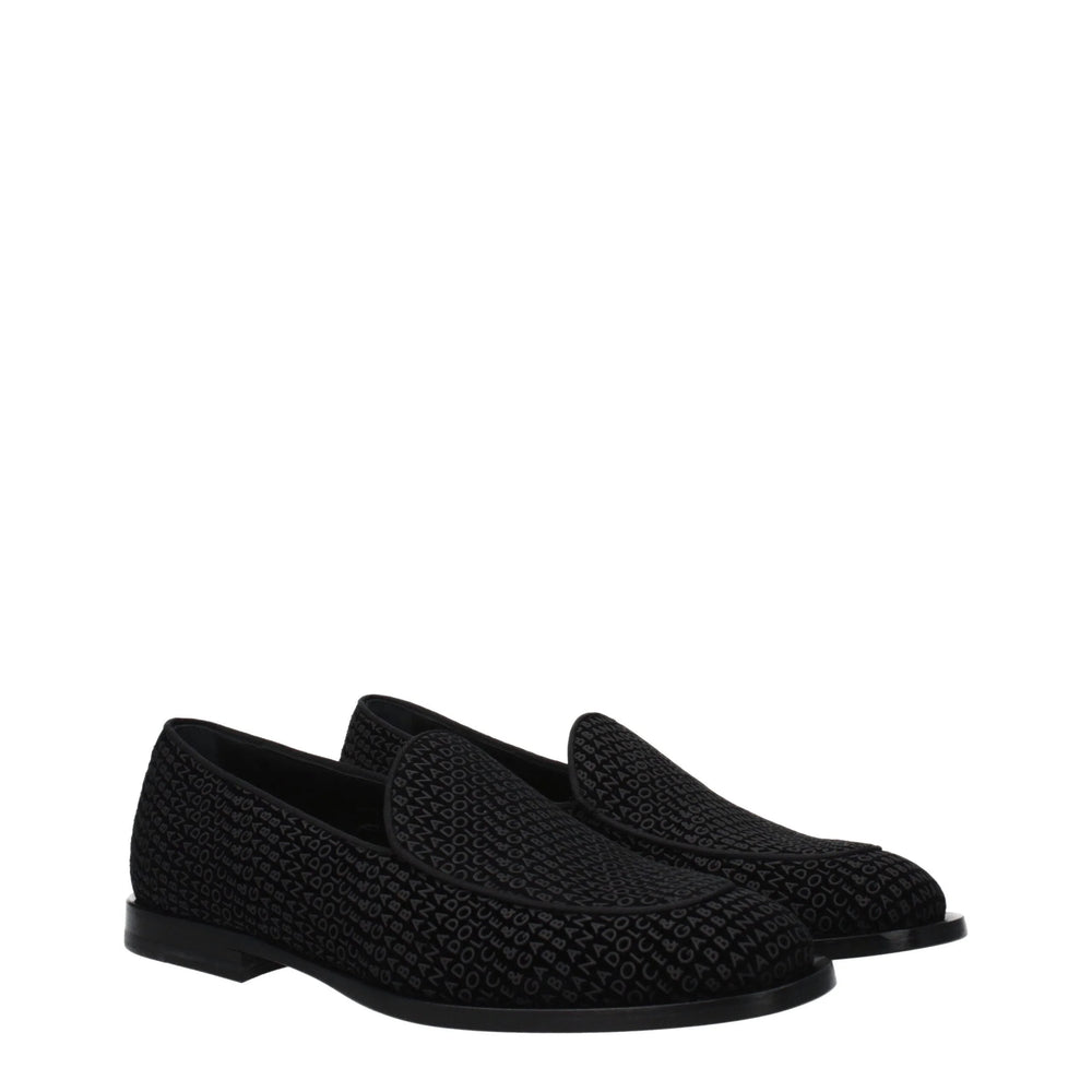 Dolce & Gabbana Black Velvet Slip-On Loafers - Flats