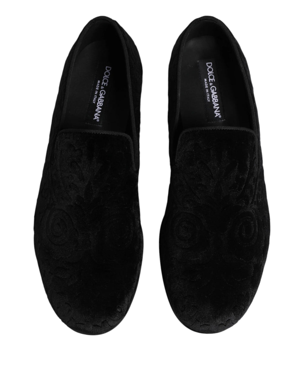 Dolce & Gabbana Black Velvet Slip On Loafers Formal Men Shoes - EU42/US9