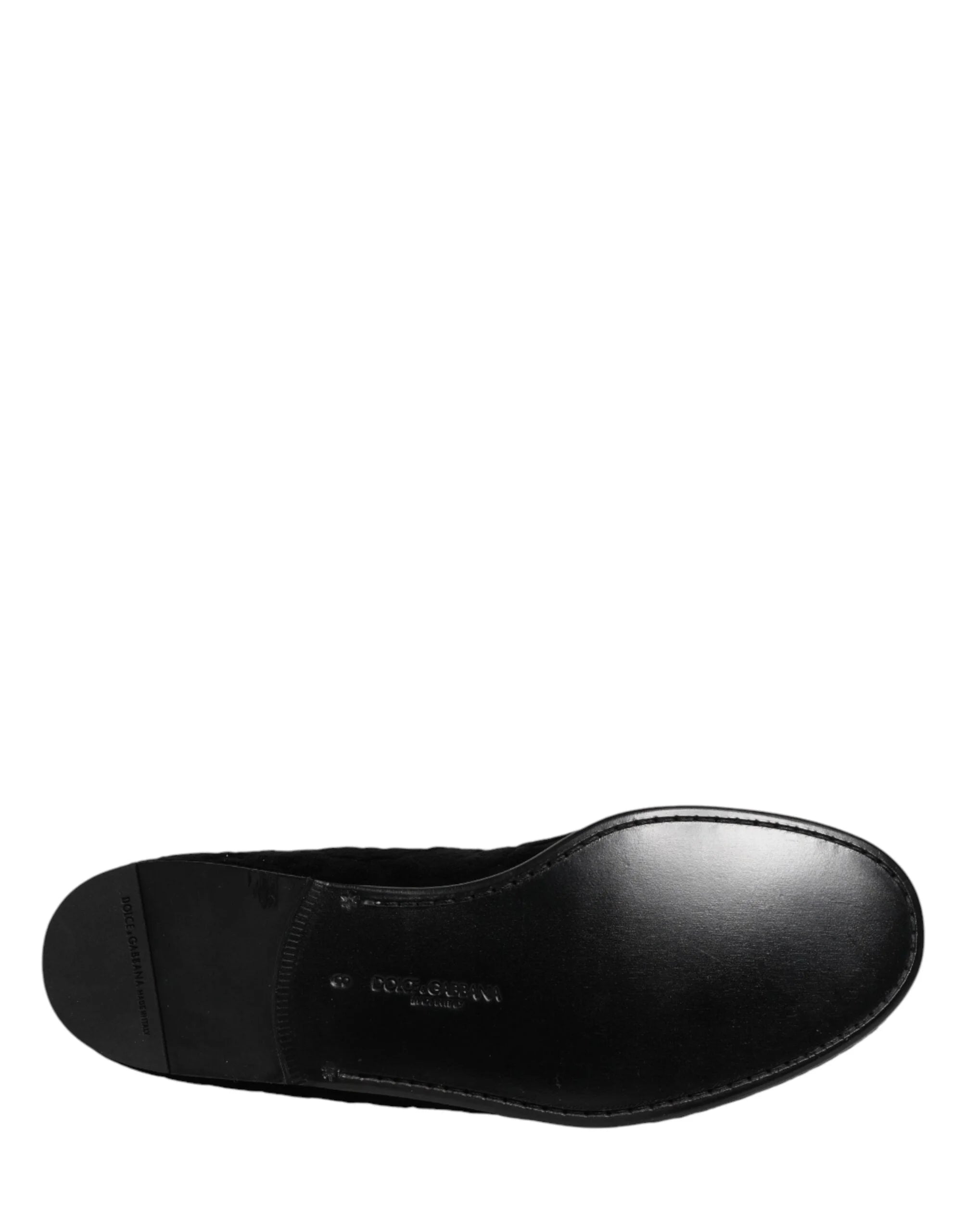 Dolce & Gabbana Black Velvet Slip On Loafers Formal Men Shoes - EU42/US9