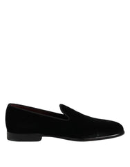 Dolce & Gabbana Black Velvet Slip On Loafers Formal Shoes - EU40/US7 - Flats