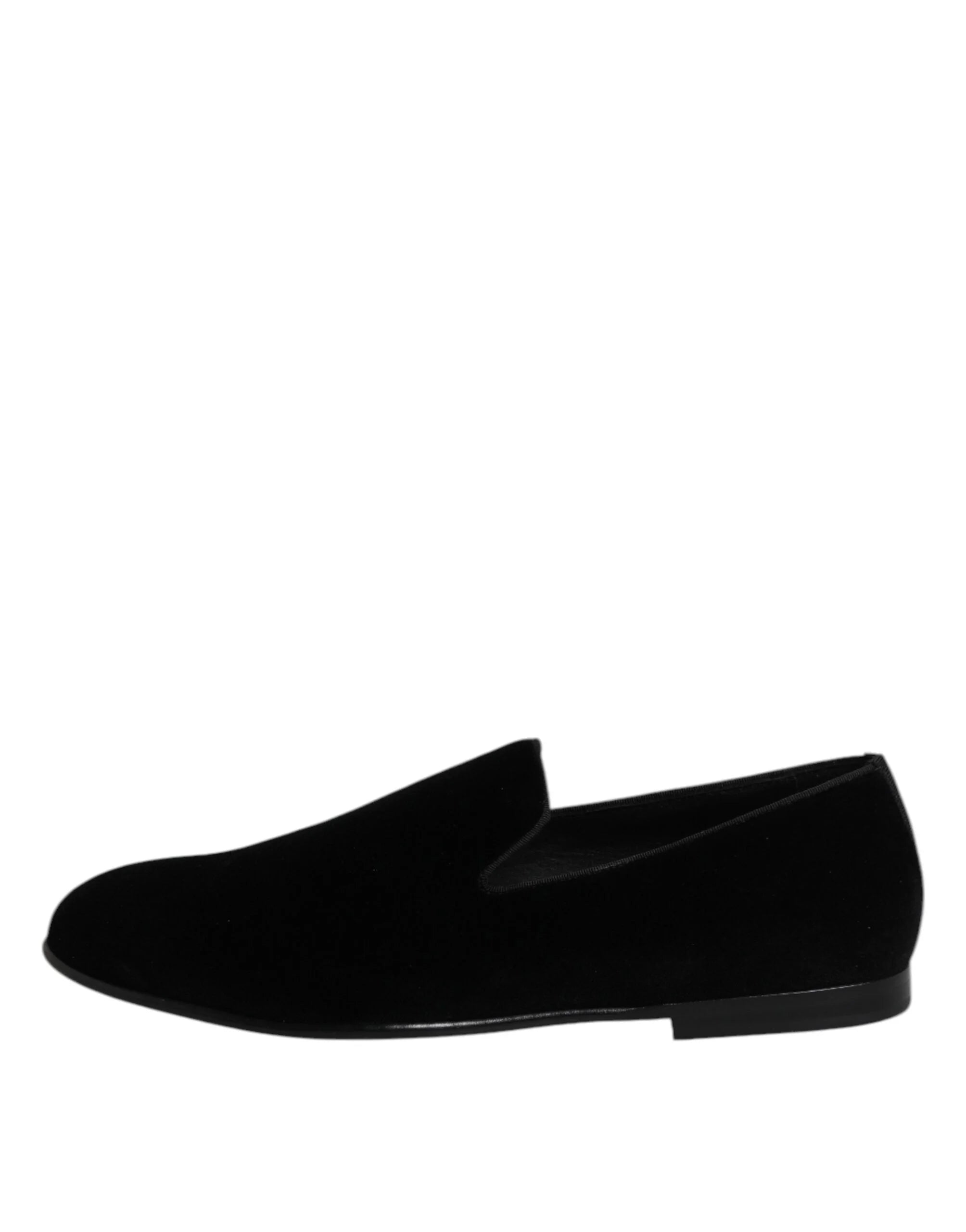 Dolce & Gabbana Black Velvet Slip On Loafers Formal Shoes - EU43/US10 - Flats