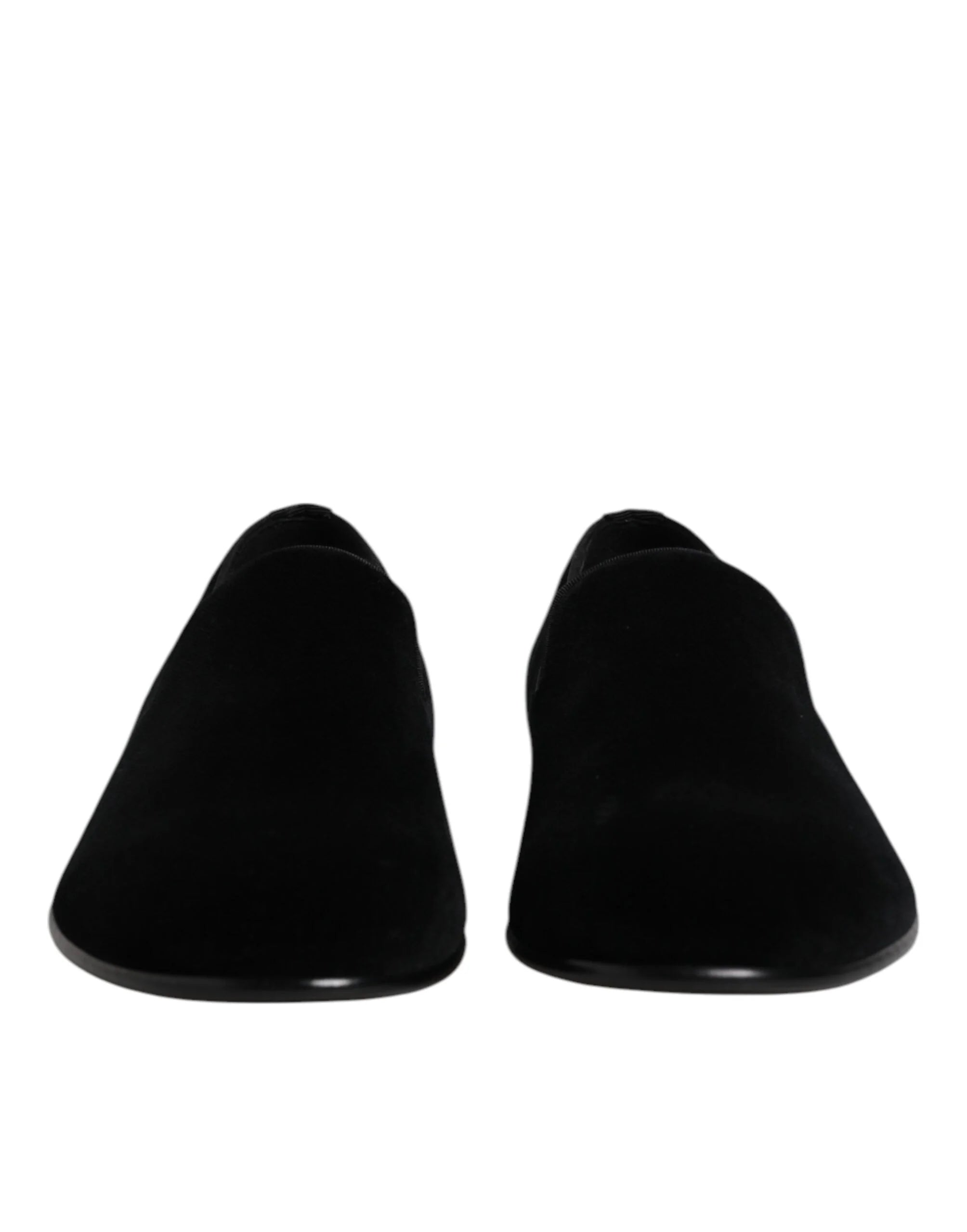 Dolce & Gabbana Black Velvet Slip On Loafers Formal Shoes - Flats