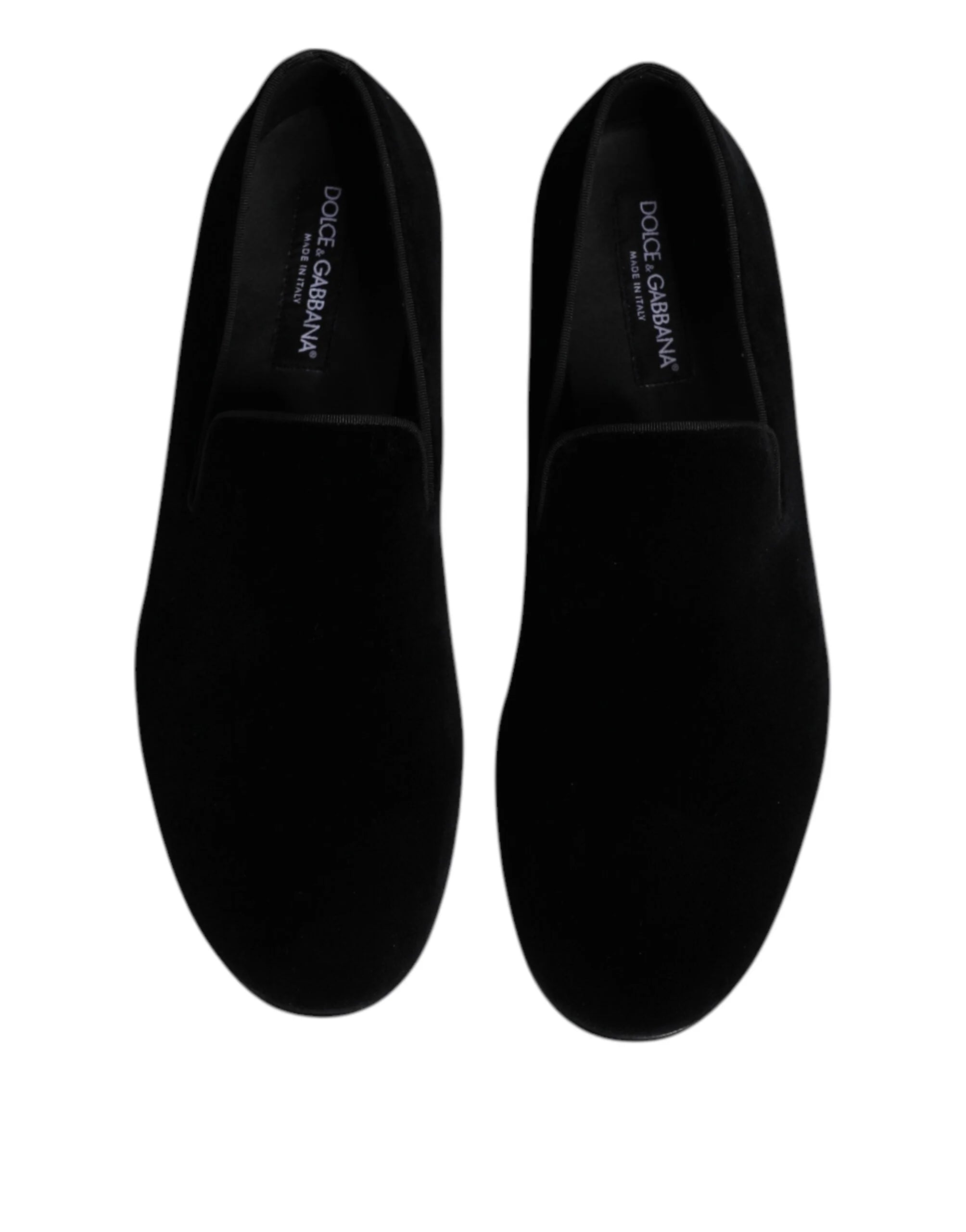 Dolce & Gabbana Black Velvet Slip On Loafers Formal Shoes - Flats