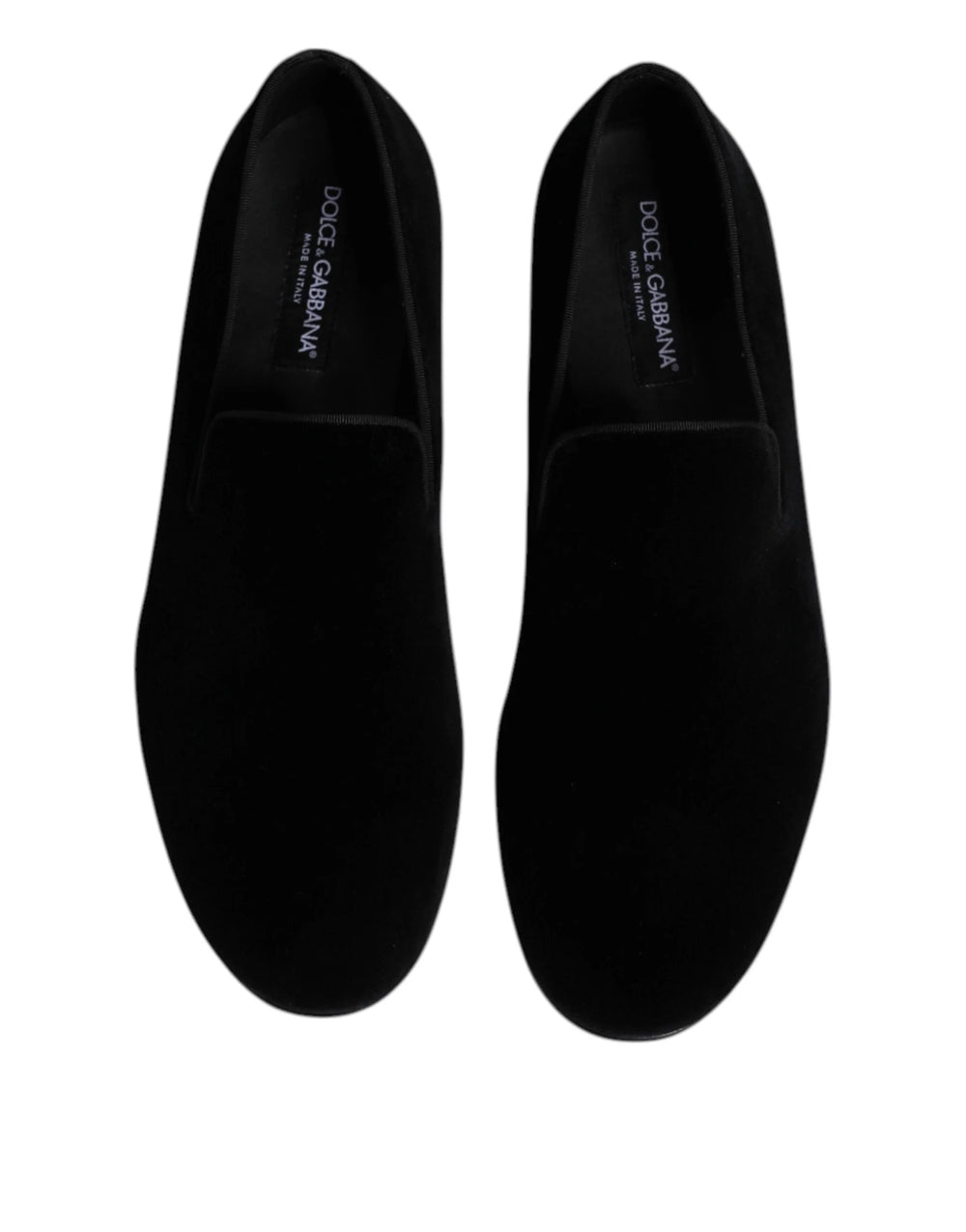 Dolce & Gabbana Black Velvet Slip On Loafers Formal Shoes - Flats