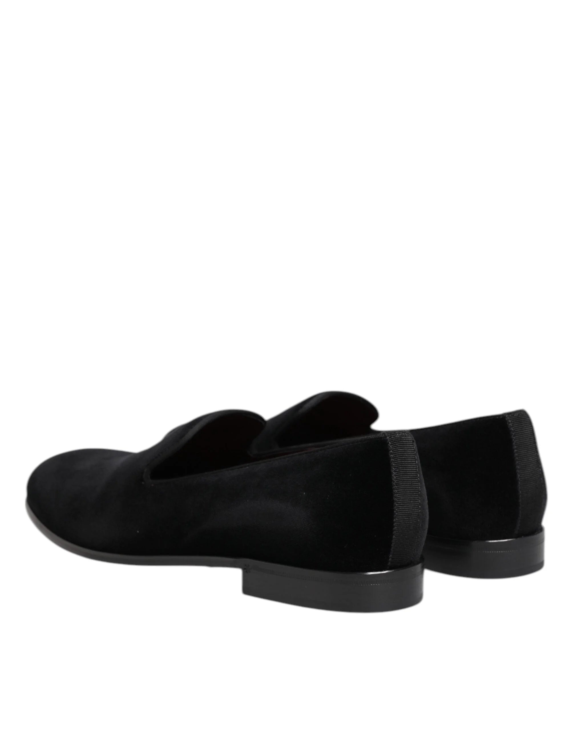 Dolce & Gabbana Black Velvet Slip On Loafers Men Formal Shoes - Flats