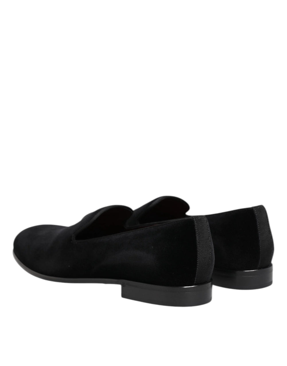 Dolce & Gabbana Black Velvet Slip On Loafers Men Formal Shoes - Flats